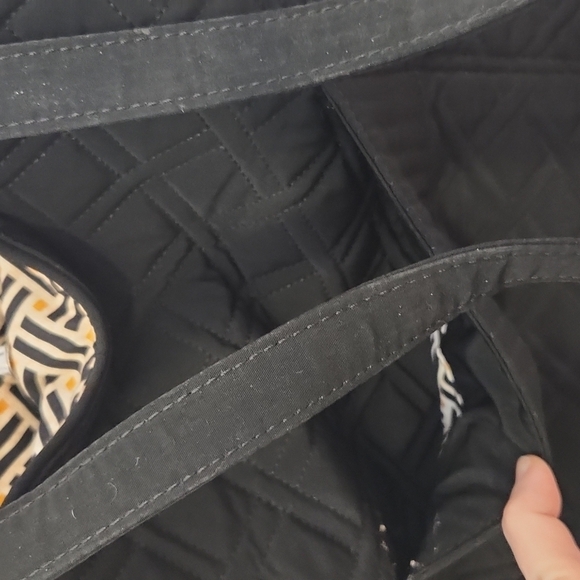 Vera Bradley Purse Tote Quilted Black Yellow - Picture 4 of 7